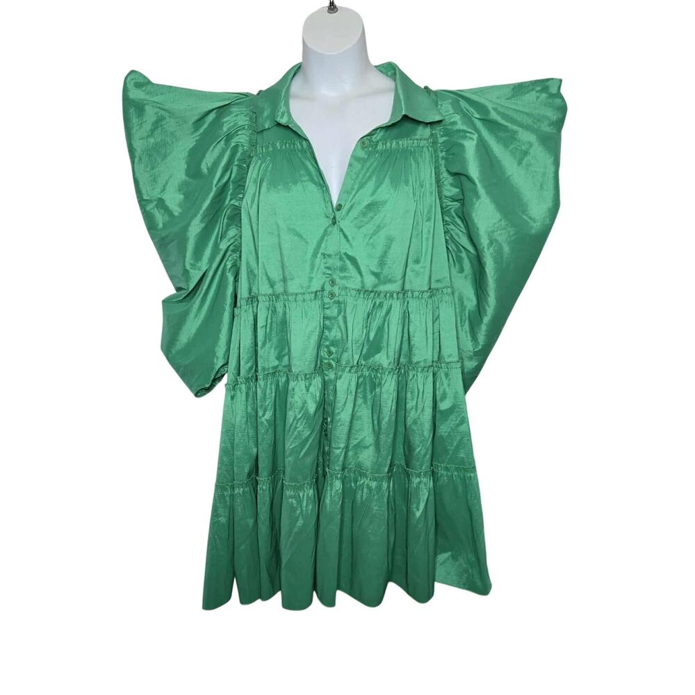 Love Highlight Green Puff Sleeve Babydoll Dress 3XL NWOT